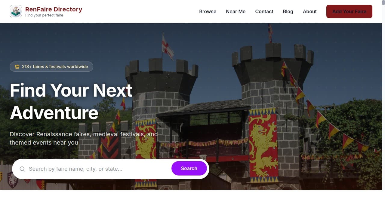 RenFaire Directory homepage