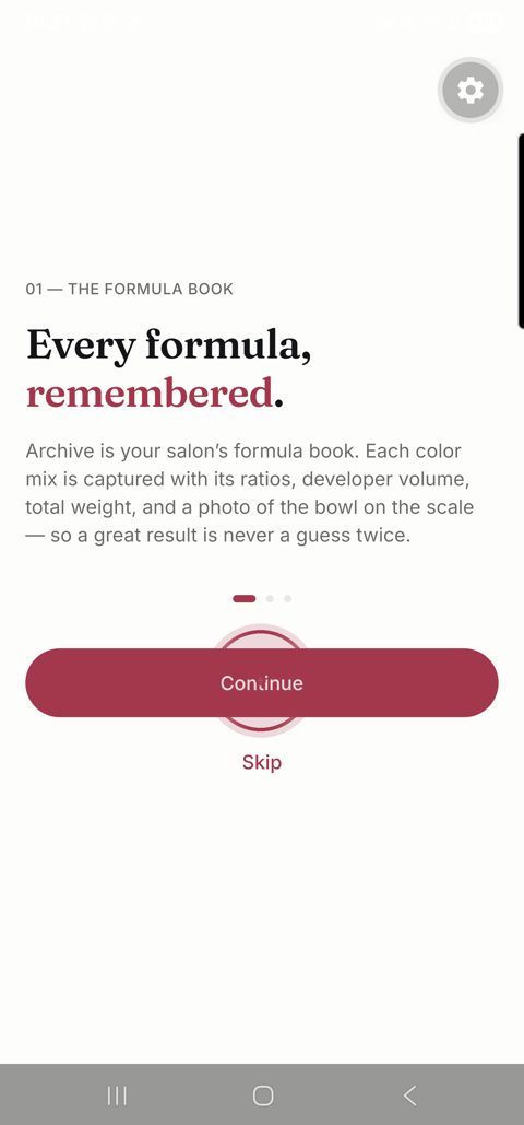 Archive onboarding — the formula book intro